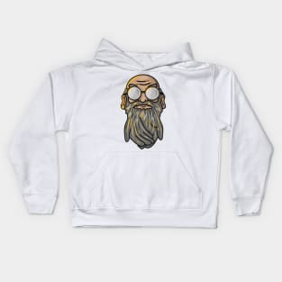 old man, beard shaped like a hand - cute illustration Kids Hoodie